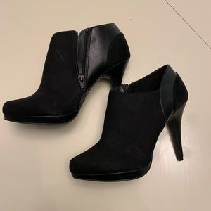 Black leather & suede booties